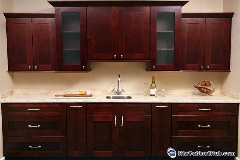 wood laminate cabinet refacing Mocha Shaker Kitchen Cabinets | 765 x 510